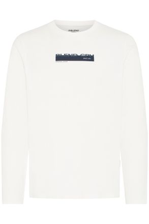 Blend Langarmshirt BLEND BHKEMUEL GRAPHIC L/S TEE, Herren, Gr. XXL, snow wei&szlig;, Single Jersey, Obermaterial: 100% Baumwolle, bedruckt, regular fit normal, Ru