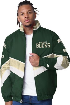Starter Mens Starter Hunter Green Milwaukee Bucks Captain Oxford Full-Zip Jacket at Nordstrom, Size Xx-Large
