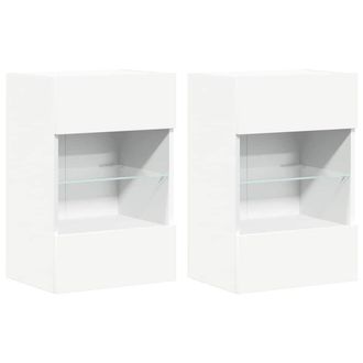 Berkfield Home TV Wall Cabinets with LED Lights 2 pcs White 40x30x60.5 cm