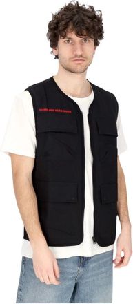 Phobia Archive Screaming Skull Print Worker Vest - Heren - Bodywarmers - Zwart - L - Katoen - Jassen