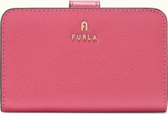 Furla Camelia Compact Wallet M Velvet Pink Textured Leather Woman