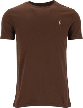 Polo Ralph Lauren Tops, Heren, Bruin, L, Katoen, T-shirt met pony-borduring