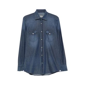 Sartorio Napoli Texas Denim Shirt - Heren - Overhemden - Blauw - Maat: 4XL Denim