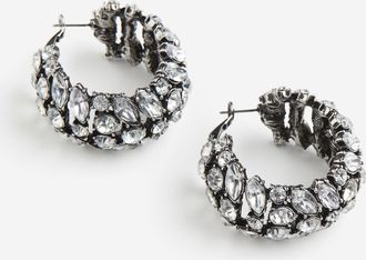 H&M Runde Ohrringe mit Strass - Silber