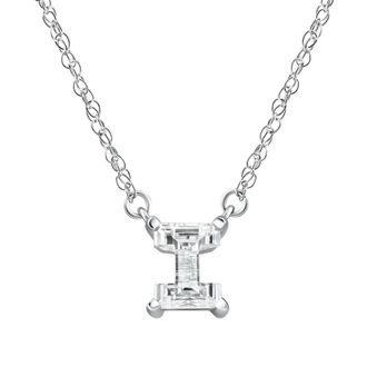 Pompeii3 Diamond I Initial Pendant 18 Necklace 14K White Gold Lab Grown