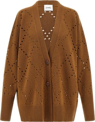 Nude Argyle Cut Out Cardigan