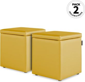 Happers Happers - Puff Cubo Arc&oacute;n Polipiel Mostaza Pack 2 Unidades Mostaza