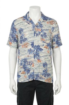 Faherty Short Sleeve Rayon Kona Camp Shirt In Pacific Swell