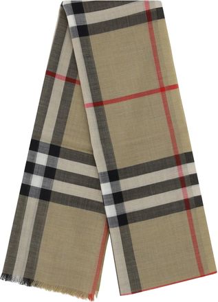 Burberry Womens Silk And Wool Blend Scarf Archive Beige Scarfs