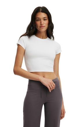 Cotton On Womens Active Ultra Soft Cropped Fitted Tshirt in White at Nordstrom, Size X-Large
