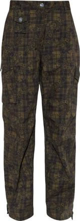 Ganni Pantaloni Cargo a Quadri con Stampa Floreale - - Trousers - Donna - Verde - M