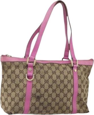 Gucci Pre-owned Shoulder Bags, female, Beige, Size: ONE SIZE Pre-owned Canvas Shoulder Bag