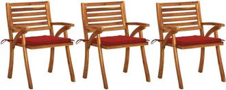 vidaXL Sillas De Comedor Jard&iacute;n Con Cojines 3 Uds Madera Maciza Acacia Vidaxl