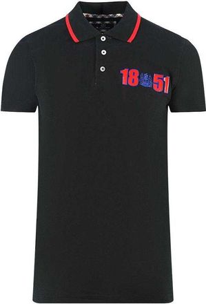 Aquascutum Unisex Adult London 1851 Polo Shirt (Black) Cotton - Size Medium