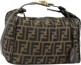 Fendi Pre-owned Shoulder Bags, female, Brown, Size: ONE SIZE Pre-owned Canvas Shoulder Bag