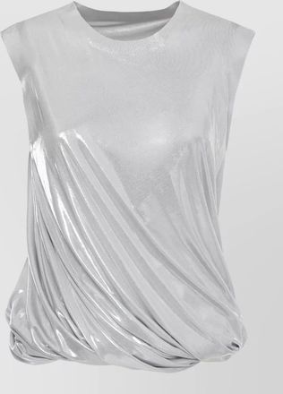 Norma Kamali sleeveless top round neck metallic draped