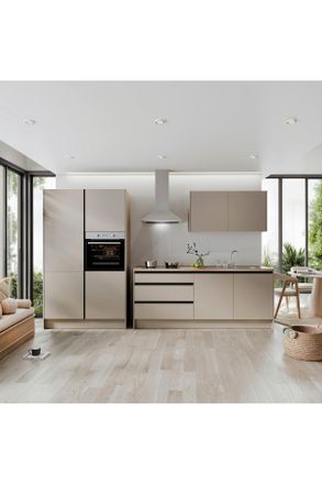 MID.YOU Mid.you K&uuml;chenblock, Grau, Schwarz, Kaschmir, Holzwerkstoff, 1,3 Schubladen, seitenverkehrt montierbar, nur wie online abgebildet bestellbar, 335 cm, 