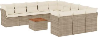 vidaXL Set De Sof&aacute;s De Jard&iacute;n 12 Pzas Y Cojines Rat&aacute;n Sint&eacute;tico Marr&oacute;n Vidaxl