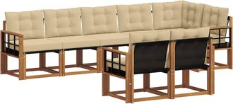 vidaXL Conjunto De Sof&aacute;s De Exterior 8 Uds. Natural Y Beige Vidaxl