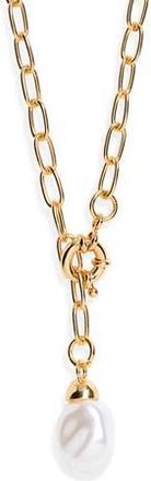 BaubleBar Hera Faux Pearl Drop Y-Necklace in Gold at Nordstrom Rack