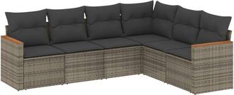 vidaXL Vidaxl - Set De Muebles De Jard&iacute;n 6 Pzas Y Cojines Rat&aacute;n Sint&eacute;tico Gris