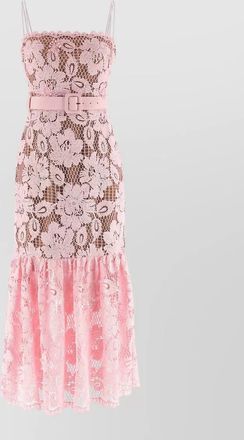 Self Portrait crochet lace flared sleeveless midi dress