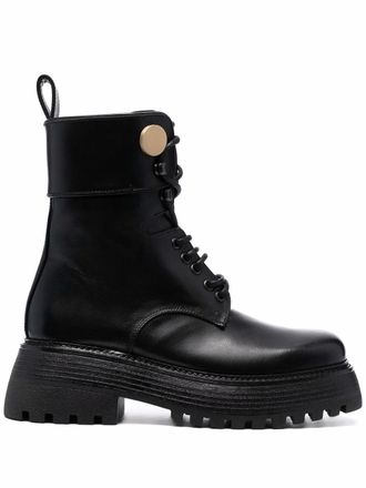 Ports 1961 ridged lace-up boots - women - Leather/Rubber/Leather - 39 - Black
