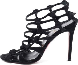 Christian Louboutin 2024 100mm Neuron Cage suede sandals - Black