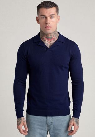 Siksilk Mens Navy LS Revere Polo XXL