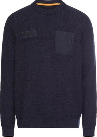 Camel Active Maglione Girocollo in Maglia con Tasca sul Petto - - Knitwear - Uomo - Blu - 2XL