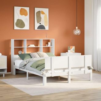 Berkfield Home Bookcase Bed without Mattress White 160x200cm Solid Wood Pine | Size: 160x200 cm