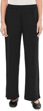 Eileen Fisher Ribbed Knit Wide Pants Womens Clothing Black : LG 29.5, Elastane/Lyocell/Tencel
