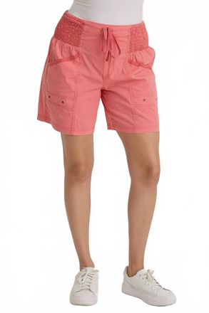 Xcvi Greta Poplin Smocked-Waist Short In Retrograde Pigment Fuchsia