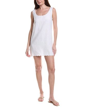 Onia Air Scallop Linen-Blend Shift Dress