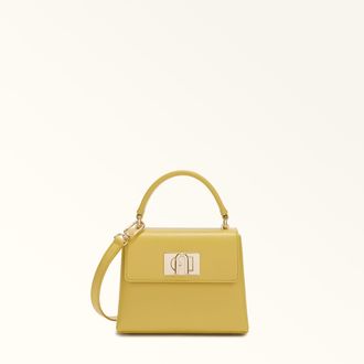 Furla 1927 Top Handle Mini Honey Yellow Textured Leather Woman