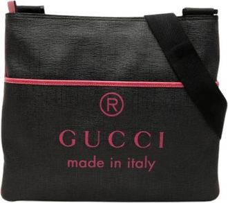 Gucci Pre-owned Vintage Canvas Crossbody Tas - Dames - Vintage Schoudertas - Zwart - ONE Size - Leer - Vintage