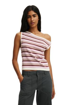 Cotton On Womens S/Less Off Shoulder Knit in Pink Stripe at Nordstrom, Size X-Large