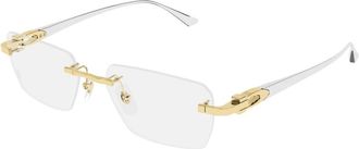Cartier Rechthoekige Bril - Heren - Accessoires - Geel - Maat: 57 MM