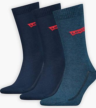 Levi's Calcetines de altura est&aacute;ndar Levis de algod&oacute;n reciclado con el logo Batwing: paquete de 3 - Hombre - 39 - Azul / Denim