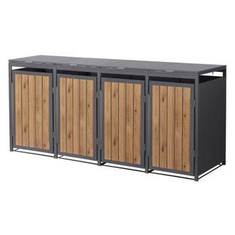 ML Design Cobertizo para 4 cubos de basura 240l antracita roble claro con tapa
