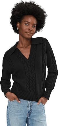 Splendid Jet Set Polo Sweater Womens Sweater Black : XL (Womens 14-16), Cashmere/Cotton/Elastane