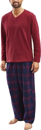 Champion Mens Newquay Warm Winter Pyjama Set with Eye Mask (2XL) Red
