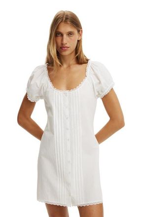 Cotton On Womens Emma Babydoll Mini Dress in White at Nordstrom, Size 10