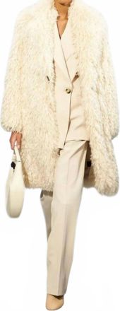Sand Copenhagen Ruri Afgan Fir Inspired Coat In Off White