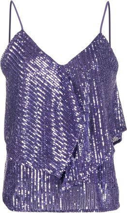Pinko Tosato sequin-embellished ruffled top - women - Polyester/Spandex/Elastane/Polyester - 42 - Purple