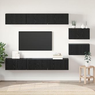 Berkfield Home TV Cabinet 8 pcs Black oak 60 x 30 x 30.5 cm Engineered wood