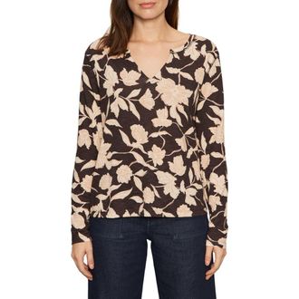 Sanctuary Print Split Neck Knit Top in Semisweet Floral at Nordstrom Rack, Size Xx-Small