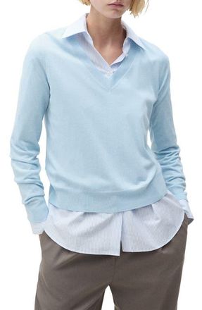 Mango V-Neck Sweater in Sky Blue at Nordstrom, Size Small