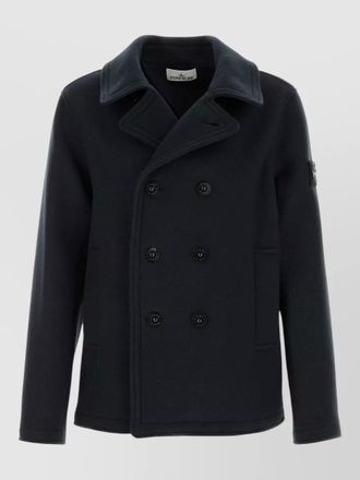 Stone Island cashmere wool double-breasted peacoat