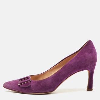 Tod's Tods Purple Suede Buckle Pumps